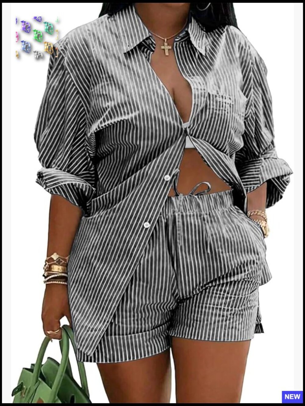 Striped Long Sleeve Lounge Set Modern Chic Two Piece Regular Fit Polyester